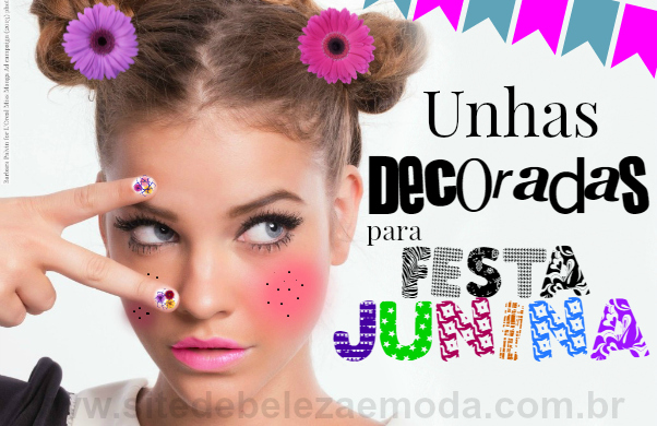 unhas decoradas para festa junina