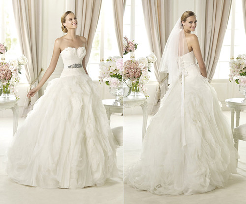 A-line strapless wedding dress