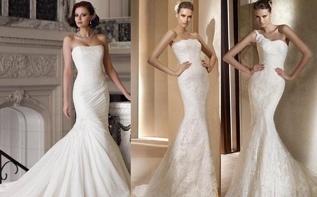 mermaid strapless wedding dress