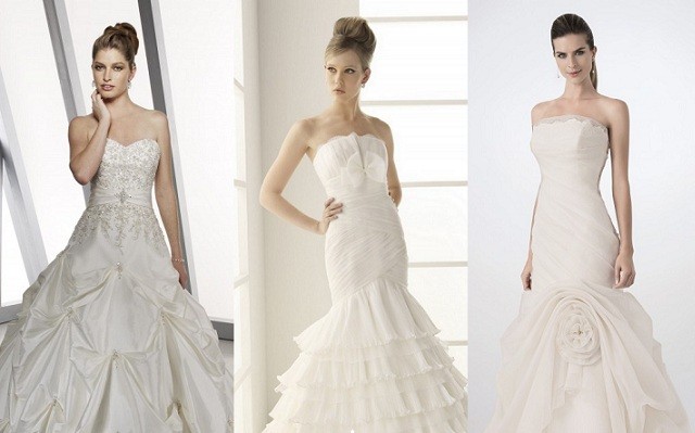 strapless wedding dress model