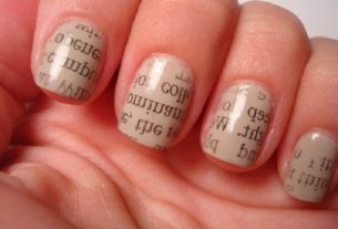 Learn how to make nails decorated with newspaper