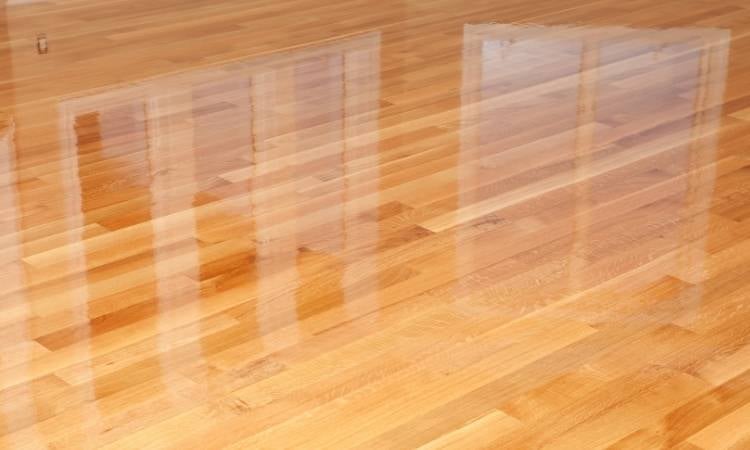 Freshly waxed parquet flooring.