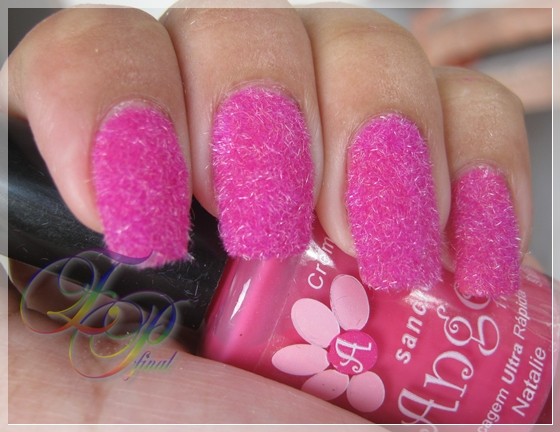 Pink plush decorated nails