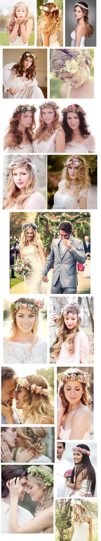 photos of brides wearing flower crowns