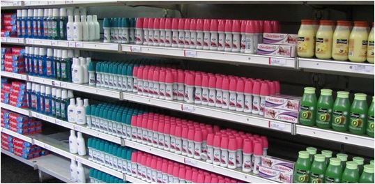 shelf with various deodorants