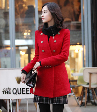 red wool coat