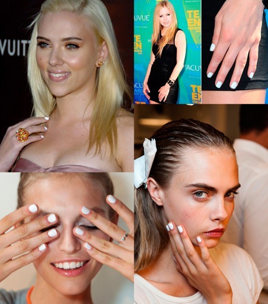 2015 Decorated Nail Models with white nail polish