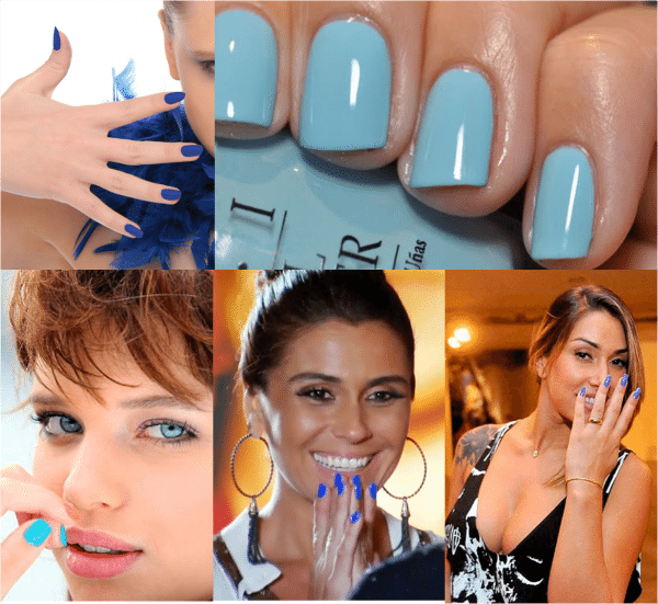 Photos of 2015 decorated nails with blue nail polish