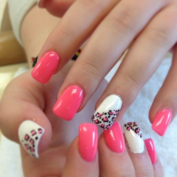 Pink and white decorated nails 2015