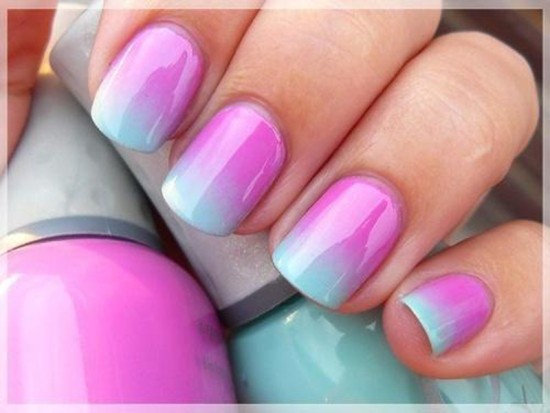 Decorated Nails 2015 pink and blue gradient