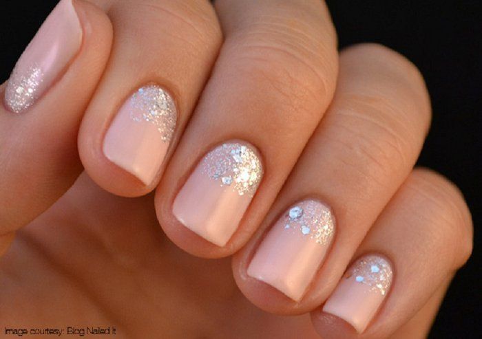 bridal nails with rhinestones