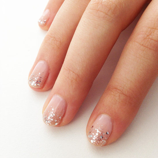 pink glitter nails for brides