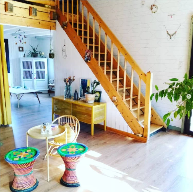 Entrance hall with Feng Shui decoration..