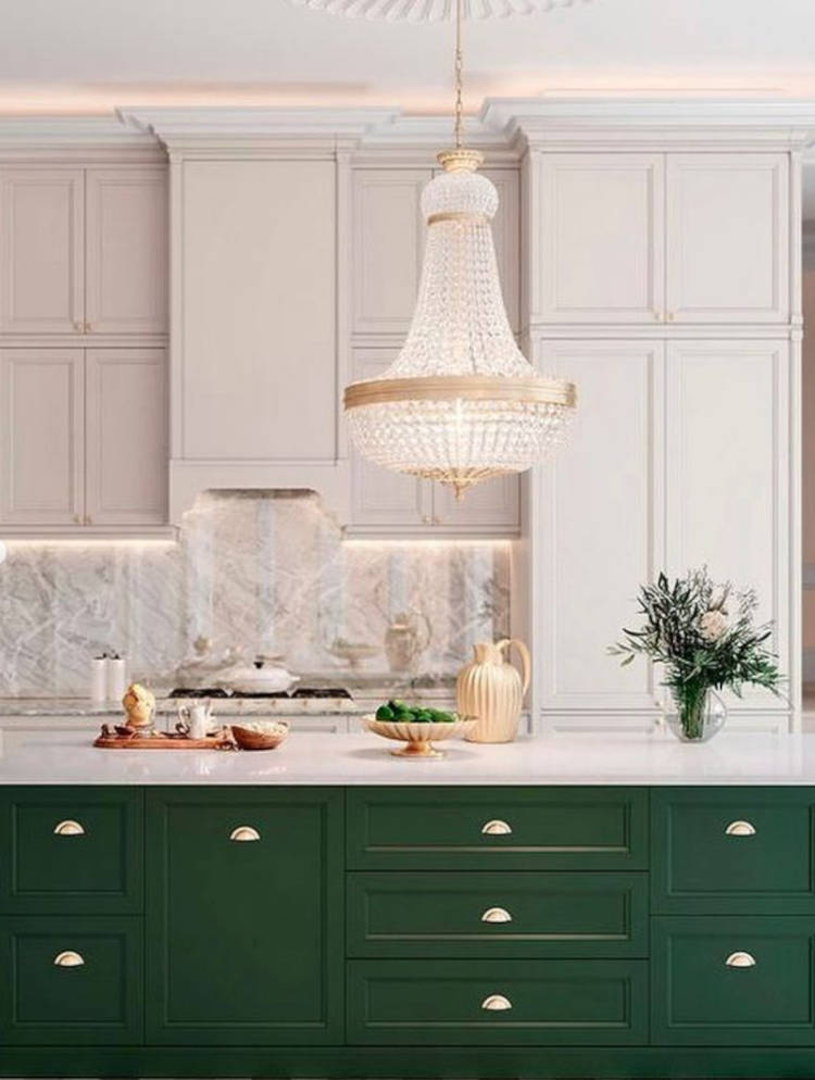 White and green kitchen.