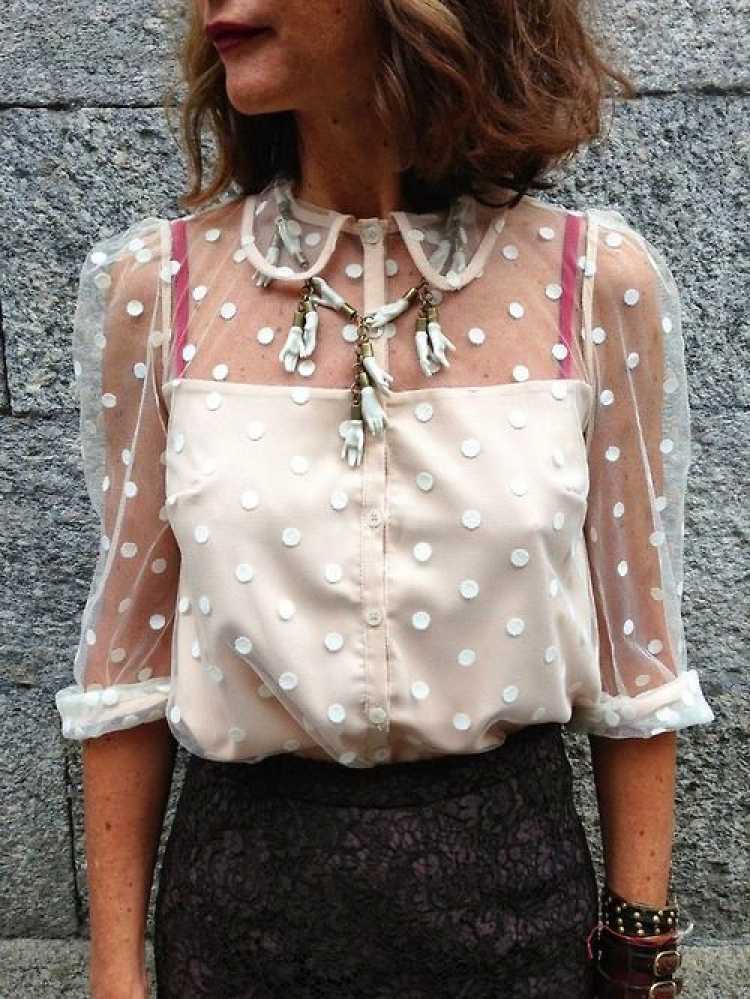 Blouse with transparency and Polka Dots Fever