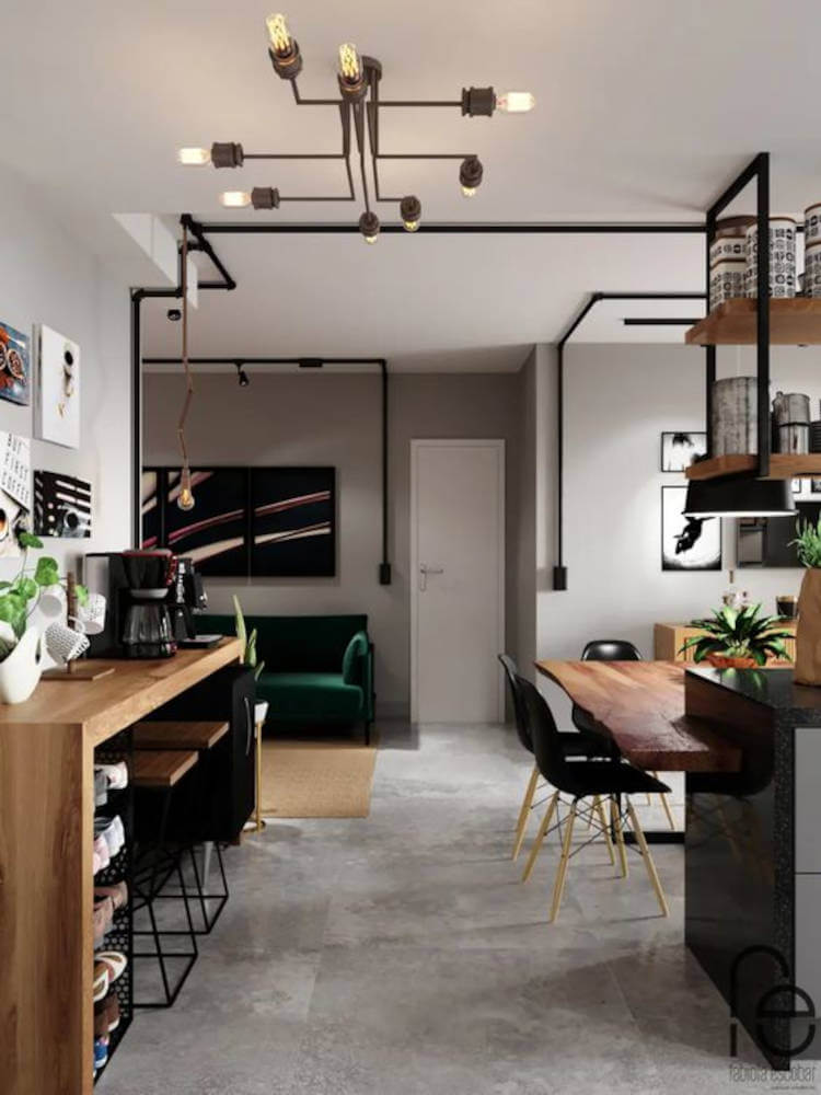 Apartment with integrated environments.