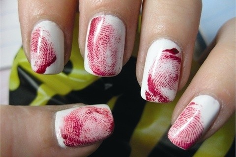 Red and white Halloween nails