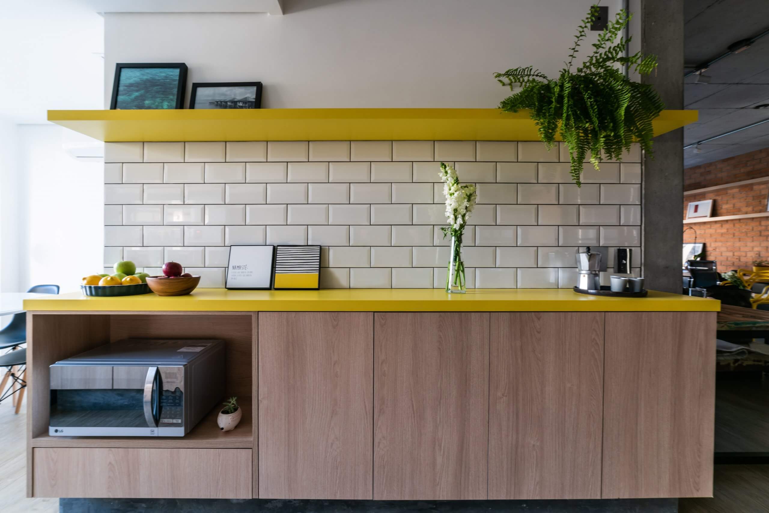 Kitchen with white covering.