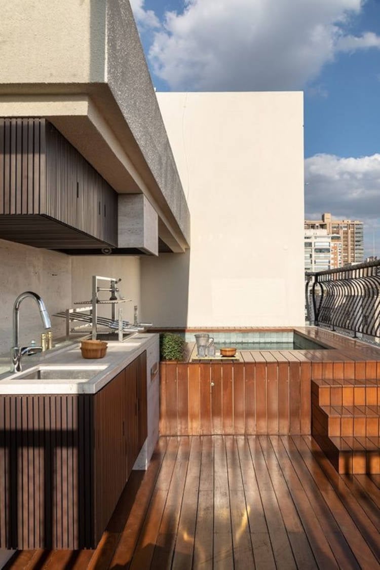 Pool deck on the balcony.