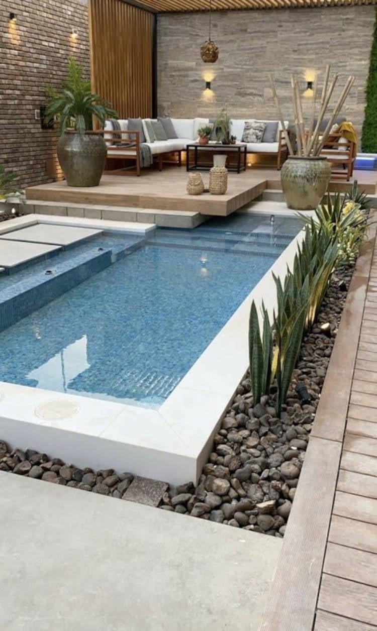 Garden for swimming pool.