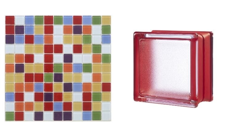 colored tablets and glass block