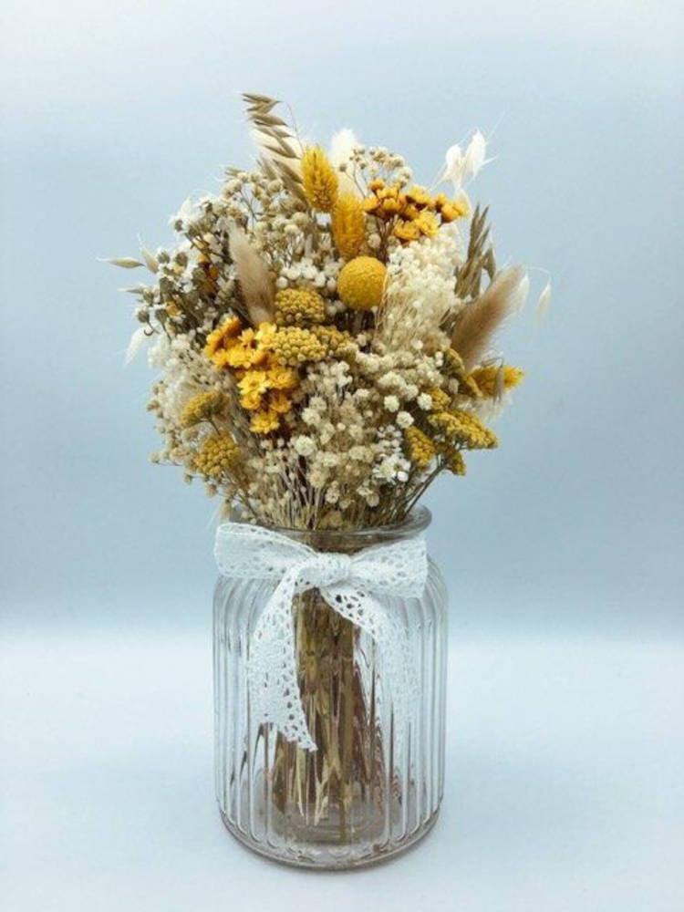 Preserved flower arrangement.