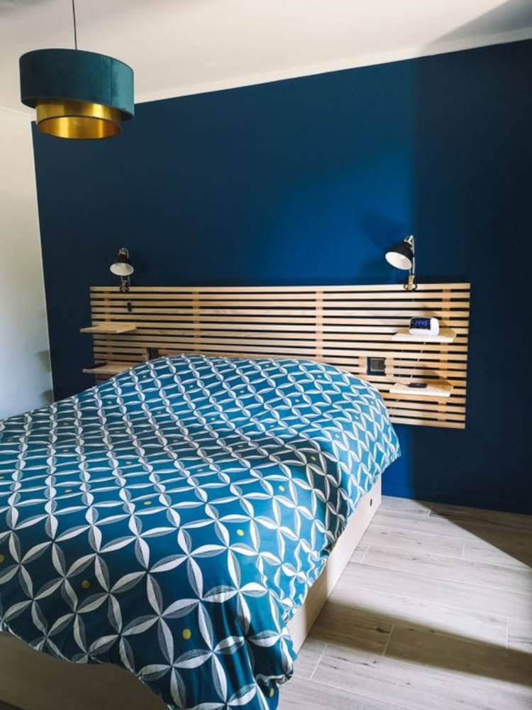 Blue double bedroom. 