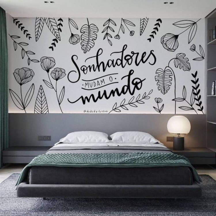 Easy decoration for a room with a designed wall.