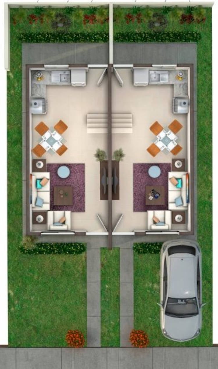 Ground floor of a semi-detached house. Dining room, living room and kitchen.