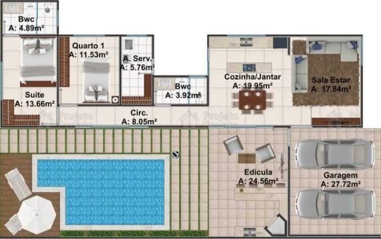 Single storey house with two suites.