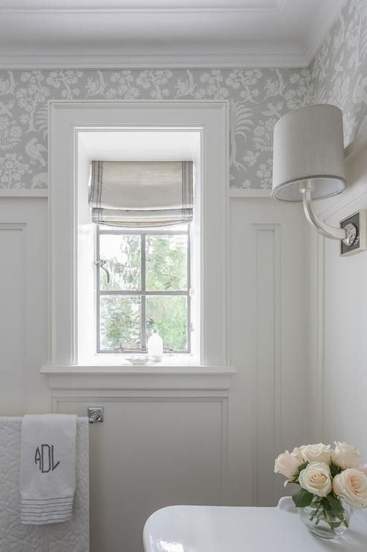 Bathroom with curtain.