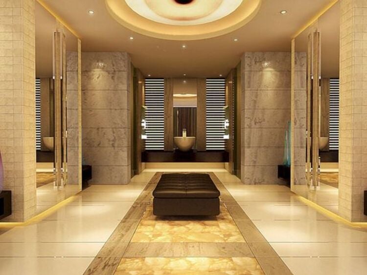 Incredible golden bathrooms.