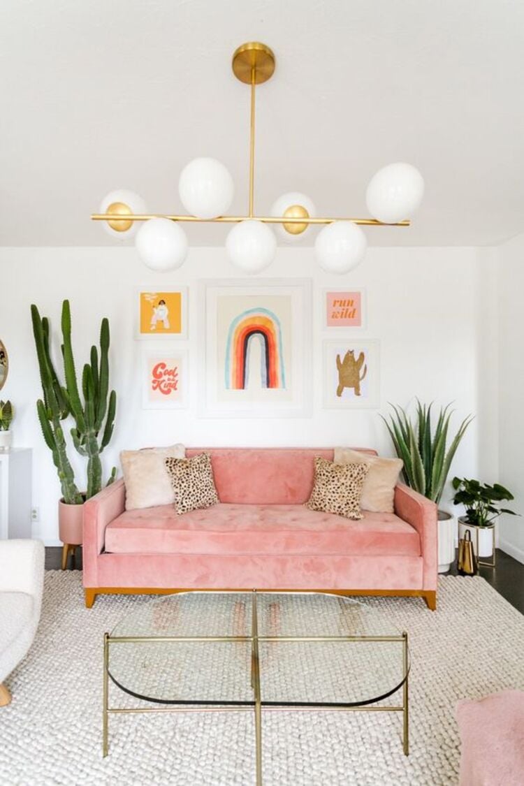 Pink in the living room decoration.