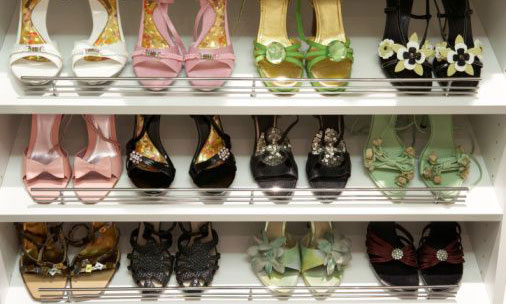 Organize shoes on shelves