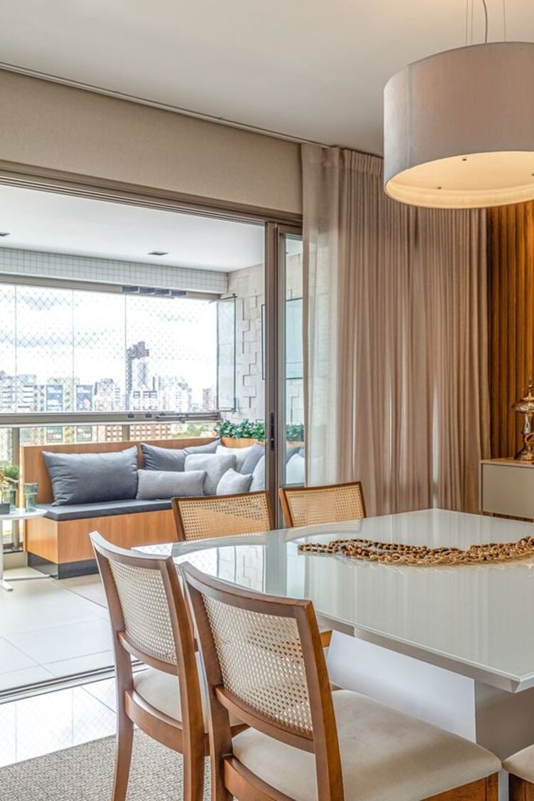 Dining room with balcony.