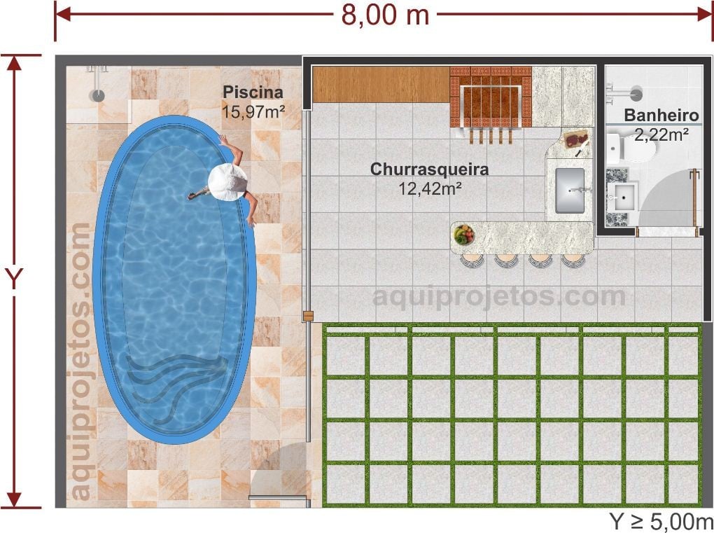 Oval swimming pool. 