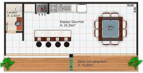 Floor plan of leisure area with pergola. 