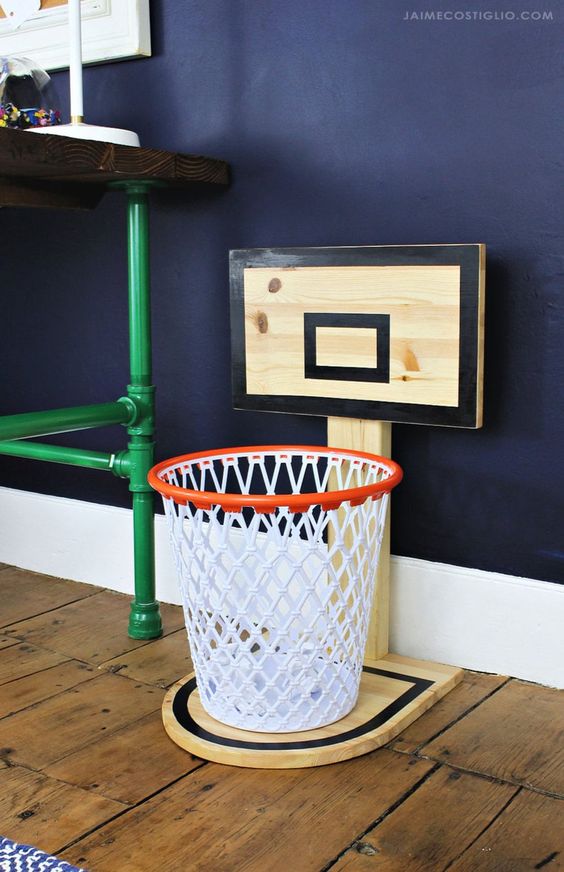 Sport in basketball themed decor.