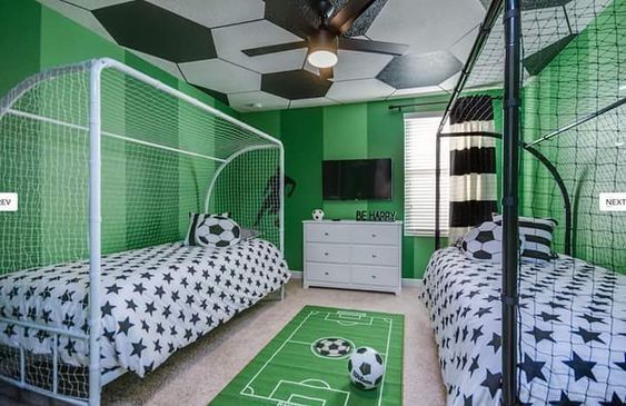 Sport in double bedroom decoration.