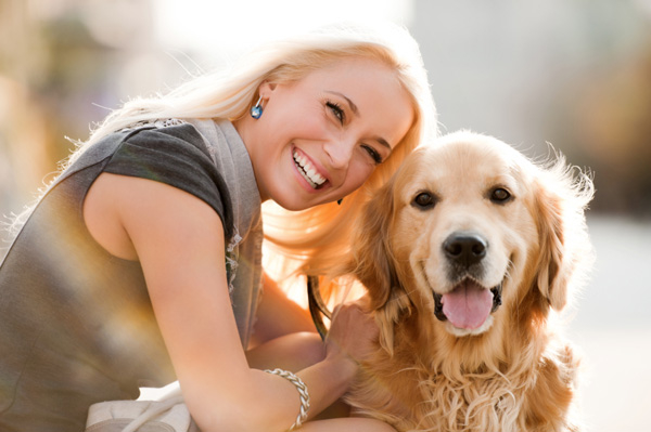 woman and her dog