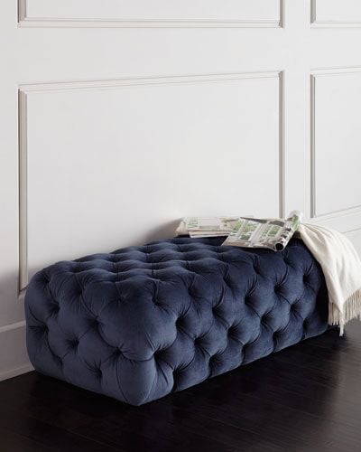 Navy blue pouf.