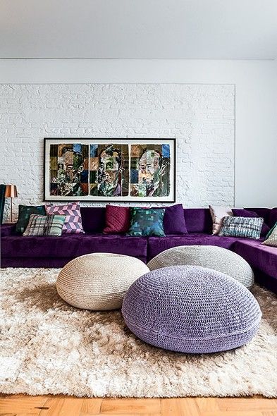 Purple sofa.