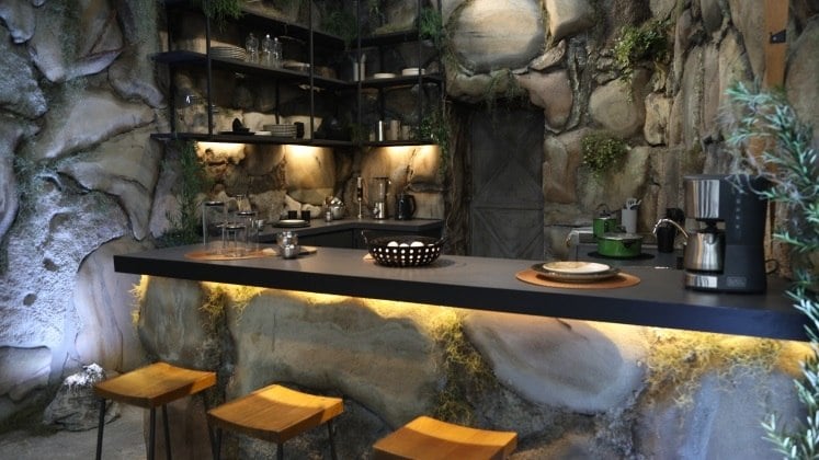 Cave kitchen.