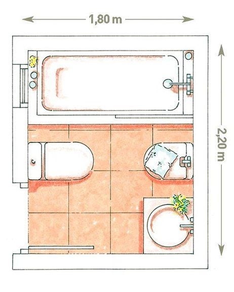 Colorful bathroom plan.