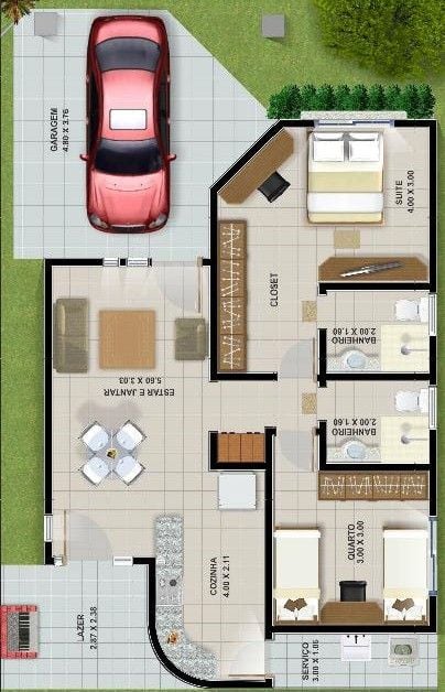 House with garage for one car.