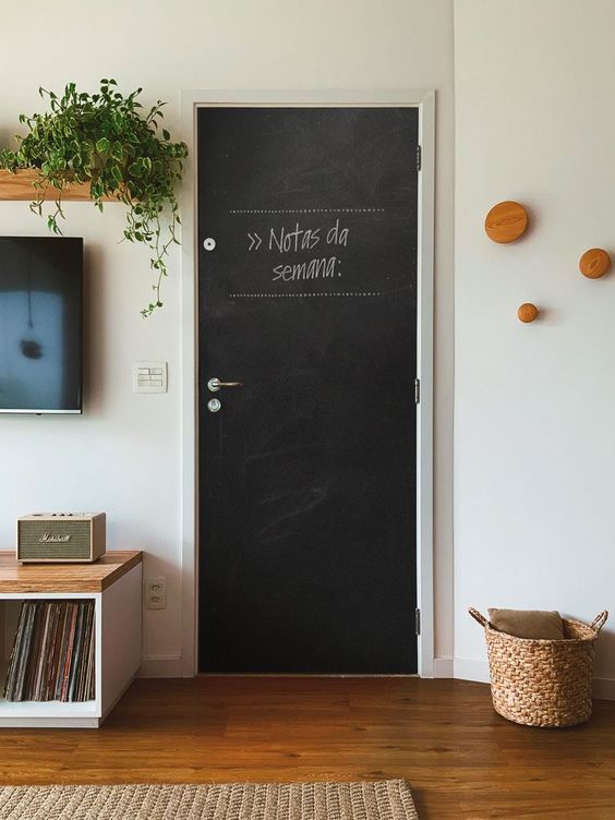 Black stickered door.