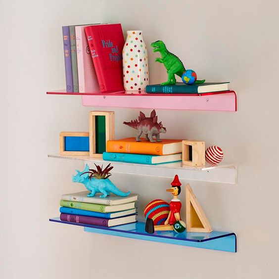 Colorful shelves.