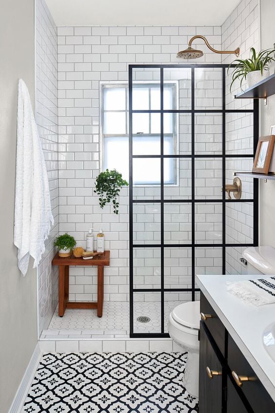 Black and white bathroom.