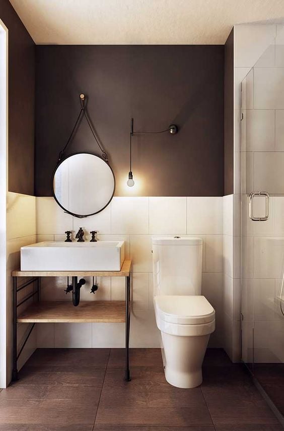 Simple black and white bathroom.