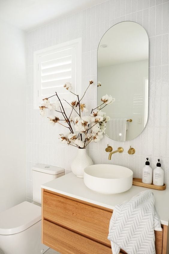 Simple bathroom with flower.